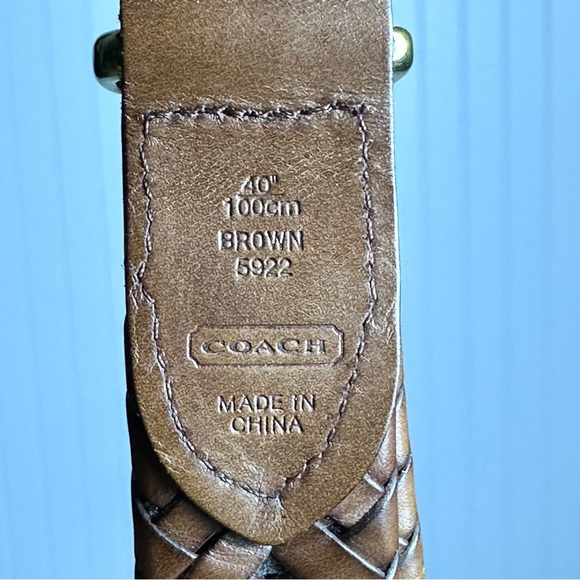 Coach Woven Men’s Brown Leather Belt Size  40” 100 cm - Picture 3 of 9